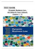 Dynamic Business Law, 6th Edition TEST BANK By Nancy Kubasek, All Chapters 1 to 52 complete Verified editon 