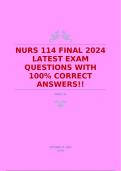 NURS 114 FINAL 2024 LATEST EXAM QUESTIONS WITH 100% CORRECT ANSWERS!!