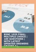 BSNC 1020 FINAL: MULTIPLE CHOICE | 189 QUESTIONS | WITH LATEST UPDATED ANSWERS GRADED A+