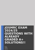 JOSMRC EXAM 2024/25 QUESTIONS WITH ALREADY GRADED A+ SOLUTIONS!!