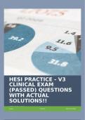 HESI PRACTICE - V3 CLINICAL EXAM (PASSED) QUESTIONS WITH ACTUAL SOLUTIONS!!