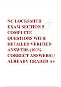  NC LOCKSMITH EXAM SECTION 5 COMPLETE  QUESTIONS WITH DETAILED VERIFIED ANSWERS (100% CORRECT ANSWERS) / ALREADY GRADED A+