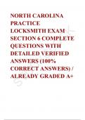 NORTH CAROLINA PRACTICE LOCKSMITH EXAM SECTION 6 COMPLETE  QUESTIONS WITH DETAILED VERIFIED ANSWERS (100% CORRECT ANSWERS) / ALREADY GRADED A+