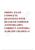 NBHWC EXAM COMPLETE  QUESTIONS WITH DETAILED VERIFIED ANSWERS (100% CORRECT ANSWERS) / ALREADY GRADED A+