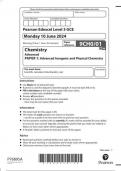 EDEXCEL Chemistry 9CH0 01 Paper 1: question-paper Advanced Inorganic and Physical Chemistry   June 2024