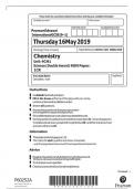 Pearson Edexcel International GCSE (9–1) Chemistry UNIT: 4CH1 Science (Double Award) 4CH1/4SD0 PAPER: 1C QP MAY 2019