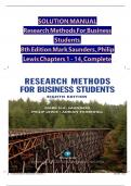 Research Methods For Business Students  8th Edition Mark Saunders, Philip Lewis Chapters 1 - 14, Complete 