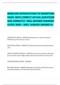 MNM1503 INTRODUCTION TO MARKETING EXAM  WITH CORRECT ACTUAL QUESTIONS AND CORRECTLY  WELL DEFINED ANSWERS LATEST 2024 – 2025  ALREADY GRADED A+