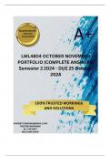 LML4804 OCTOBER NOVEMBER PORTFOLIO (COMPLETE ANSWERS) Semester 2 2024 - DUE 25 October 2024; 100% TRUSTED Complete, trusted solutions and explanations. 