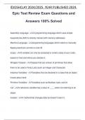 Epic Test Review Exam Questions and Answers 100% Solved