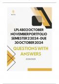 LPL4802 OCTOBER NOVEMBER PORTFOLIO Semester 2 2024 - DUE 30 October 2024