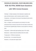 HCB 102 VITAL SIGNS Exam Questions with 100% Correct Answers