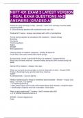 NUFT 431 EXAM 2 LATEST VERSION – REAL EXAM QUESTIONS AND ANSWERS (GRADED A) 