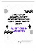 MNM3709 Assignment 4 Semester 2 2024 - DUE 30 October 2024