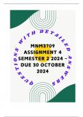 MNM3709 Assignment 4 Semester 2 2024 - DUE 30 October 2024