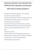 NFPA 921 Exam Questions and Answers 100% Solved | Already Graded A+