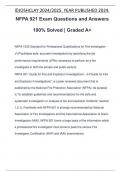 NFPA 921 Exam Questions and Answers 100% Solved | Graded A+