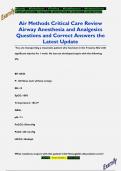 Air Methods Critical Care Review  Airway Anesthesia and Analgesics Questions and Correct Answers the  Latest Update