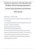 PA Motor Vehicle Damage Appraiser's License Exam Questions and Answers 100% Solved