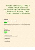 Midterm Exam: NR572 / NR 572 (Latest Update 2024 / 2025) Advanced Acute Care Management | Questions & Answers | 100% Correct | Grade A - Chamberlain