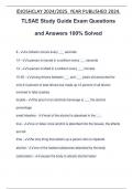 TLSAE Study Guide Exam Questions and Answers 100% Solved