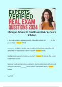 Michigan Drivers Ed Final Exam Q&A/ A+ Score Solution 