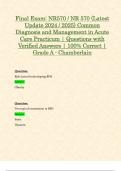 Final Exam: NR570 / NR 570 (Latest Update 2024 / 2025) Common Diagnosis and Management in Acute Care Practicum | Questions with Verified Answers | 100% Correct | Grade A - Chamberlain