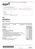 VERIFIED/AQA 2024 AS BUSINESS E9 7131/1Paper 1 Business 1 MERGED QUESTION PAPER> MARK SCHEME> 100% GUARANTEE 