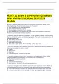 Nurs 122 Exam 3 Elimination Questions With Verified Solutions 20242025 Update  