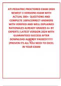 ATI PEDIATRIC PROCTORED EXAM 2024 NEWEST 3 VERSIONS EXAM WITH ACTUAL 300+  QUESTIONS AND COMPLETE 100%CORRECT ANSWERS WITH VERIFIED AND WELL EXPLAINED RATIONALES ALREADY GRADED A+ BY EXPERTS |LATEST VERSION 2024 WITH GUARANTEED SUCCESS AFTER DOWNLOAD ALRE