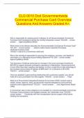 CLG 0010 Dod Governmentwide Commercial Purchase Card Overview Questions And Answers Graded A+.