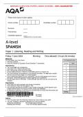 VERIFIED/AQA 2024 A-level SPANISH Paper 1 Listening, Reading and Writing MERGED QUESTION PAPER> MARK SCHEME> 100% GUARANTEE 