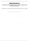 Test Bank For Fundamentals of Nursing 9th Edition by Taylor, Lynn, Bartlett Complete A+ guide; All chapters questionsanswers