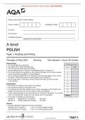 VERIFIED/AQA 2024 A-level POLISH Paper 1 Reading and Writing MERGED QUESTION PAPER> MARK SCHEME> 100% GUARANTEE 