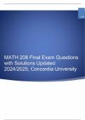 MATH 208 Final Exam Questions with Solutions Updated 2024/2025; Concordia University