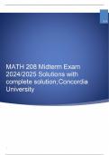 MATH 208 Midterm Exam 2024/2025 Solutions with complete solution; Concordia University