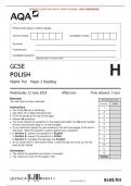 VERIFIED/AQA 2024 GCSE POLISH Higher Tier Paper 3 Reading MERGED QUESTION PAPER> MARK SCHEME> 100% GUARANTEE 