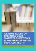 ILLINOIS RULES OF THE ROAD 2024 (LATEST) QUESTIONS & ANSWERS VERIFIED 100% CORRECT!!