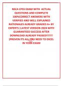 NSCA CPSS EXAM WITH  ACTUAL QUESTIONS AND COMPLETE 100%CORRECT ANSWERS WITH VERIFIED AND WELL EXPLAINED RATIONALES ALREADY GRADED A+ BY EXPERTS |LATEST VERSION 2024 WITH GUARANTEED SUCCESS AFTER DOWNLOAD ALREADY PASSED!!!!!!! (PROVEN ITS ALL YOU NEED TO E