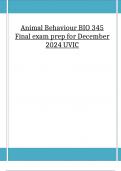 Animal Behaviour BIO 345 Final exam prep for December 2024 UVIC