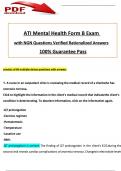 ATI Form C Mental Health Proctored Exam (2023 / 2024) with Questions and Verified Rationalized Answers, 100% Passing Score Guarantee 