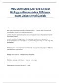 MBG 2040 Molecular and Cellular Biology midterm review 2024 new exam University of Guelph