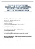 MBG2040 FOUNDATIONS IN MOLECULAR BIOLOGY AND GENETICS FW FINAL EXAM STUDY GUIDE SOLUTION University of Guelph