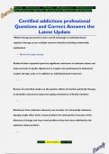 Certified addictions professional Questions and Correct Answers the  Latest Update