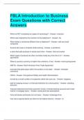 FBLA Introduction to Business Exam Questions with Correct Answers 