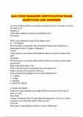 AAA FOOD MANAGER CERTIFICATION EXAM QUESTIONS AND ANSWERS