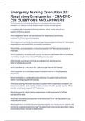 Emergency Nursing Orientation 3.0:  Respiratory Emergencies - ENA-ENO C28 QUESTIONS AND ANSWERS  Which statement correctly describes chronic obstructive pulmonary  disease?Findings include distant breath sounds and tachypnea.    In a patient with suspecte