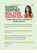 Michigan DMV CDL Test/ 57 Questions & Definitive Solutions  