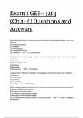 Exam 1 GEB-3213 (Ch.1-4) Questions and Answers