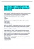 GEB1011 FINAL EXAM QUESTIONS AND REVISED ANSWERS (ALL ARE CORRECT)